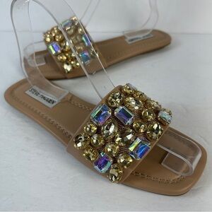 Steve Madden Tan Sandals with Gold Embellishments